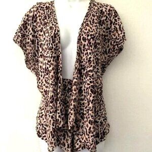 LEOPARD L.I.F.E. LOVE IS FOR ETERNITY SWIM COVER UP CARDIGAN AND SHORTS